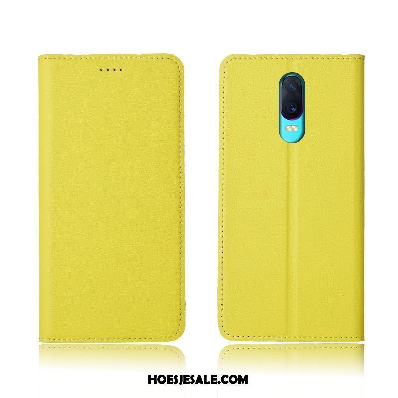 Oppo R17 Hoesje Anti-fall Geel Bescherming Leren Etui Echt Leer Korting