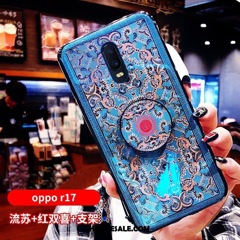 Oppo R17 Hoesje Scheppend Chinese Stijl Paleis Blauw Bescherming Kopen