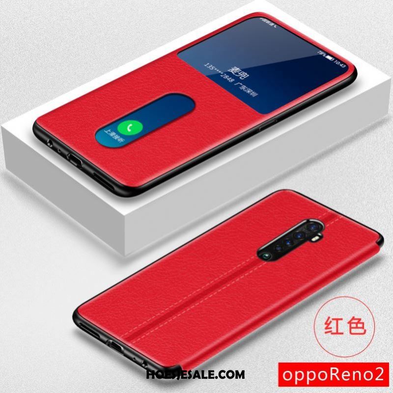 Oppo Reno 2 Hoesje All Inclusive Folio Leren Etui Zwart Hoes Winkel