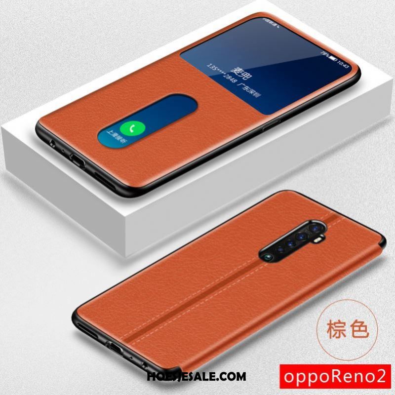 Oppo Reno 2 Hoesje All Inclusive Folio Leren Etui Zwart Hoes Winkel