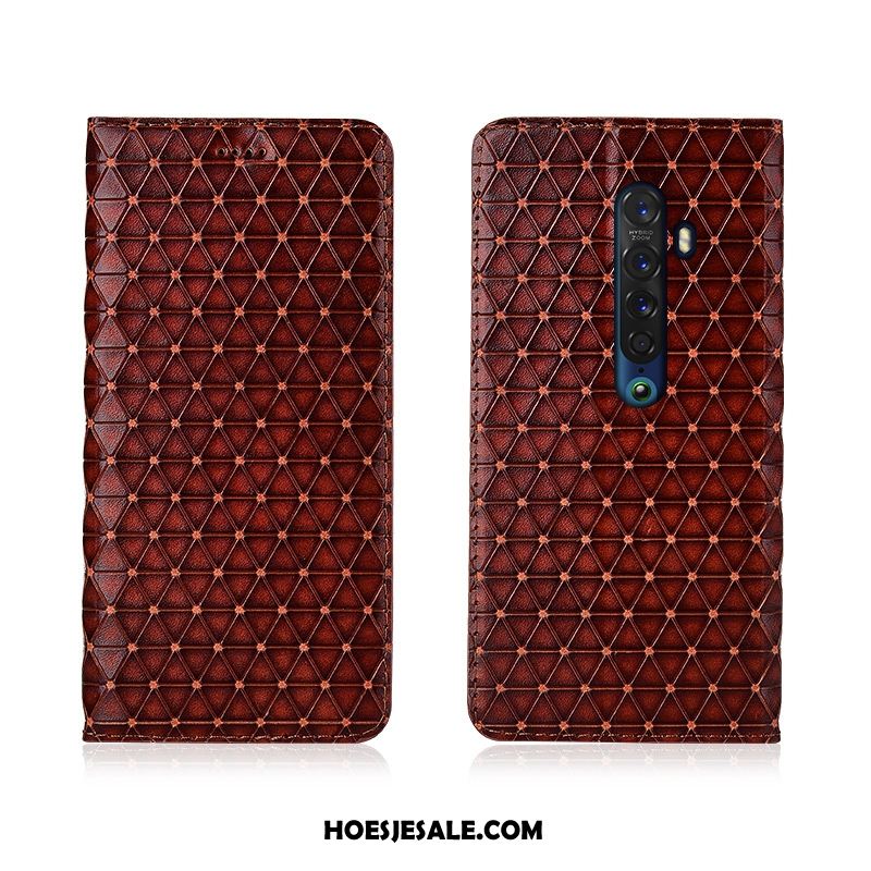 Oppo Reno 2 Hoesje Anti-fall Folio Zwart Echt Leer Bescherming Online