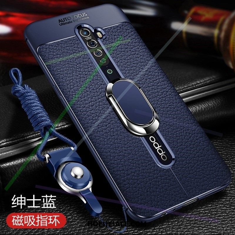 Oppo Reno 2 Hoesje Diepe Kleur Zwart Bescherming Leren Etui Clamshell Online