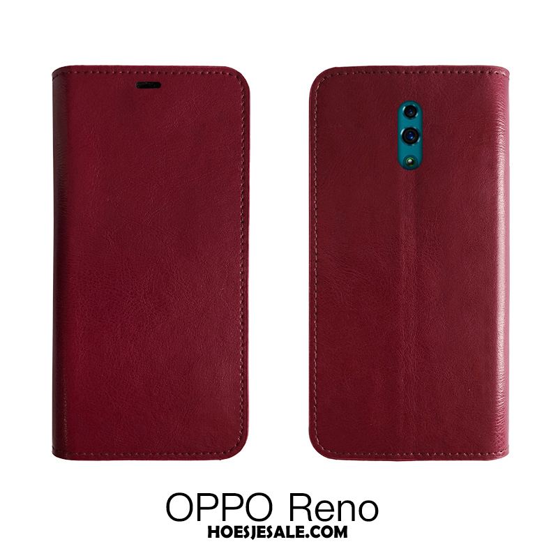 Oppo Reno 2 Hoesje Mobiele Telefoon Hoes Zwart Tempereren Leren Etui Online