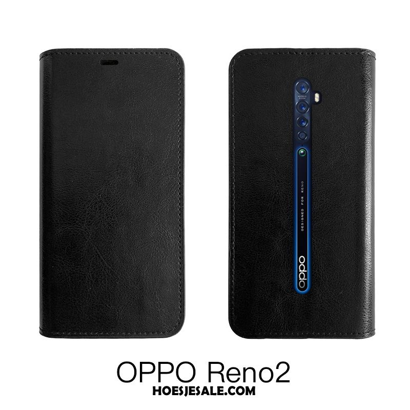 Oppo Reno 2 Hoesje Mobiele Telefoon Hoes Zwart Tempereren Leren Etui Online