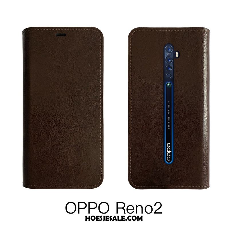 Oppo Reno 2 Hoesje Mobiele Telefoon Hoes Zwart Tempereren Leren Etui Online