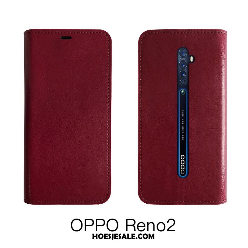 Oppo Reno 2 Hoesje Mobiele Telefoon Hoes Zwart Tempereren Leren Etui Online