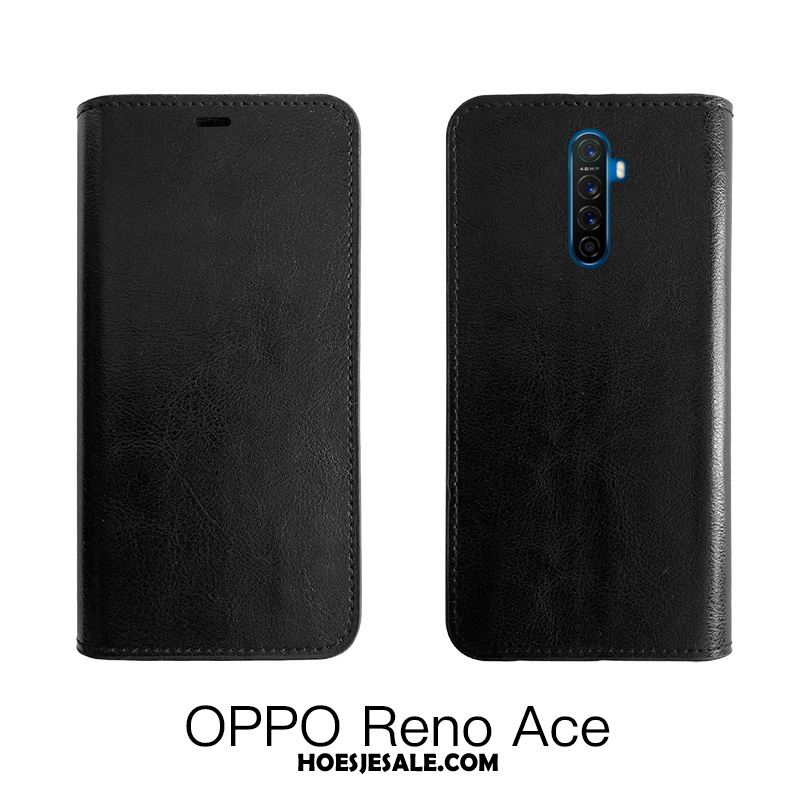 Oppo Reno 2 Hoesje Mobiele Telefoon Hoes Zwart Tempereren Leren Etui Online