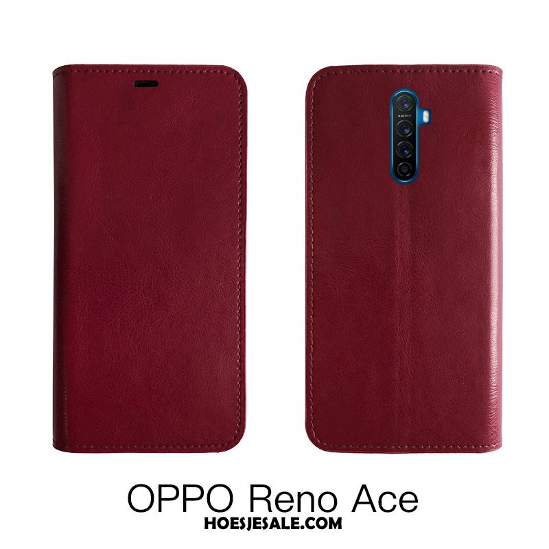 Oppo Reno 2 Hoesje Mobiele Telefoon Hoes Zwart Tempereren Leren Etui Online