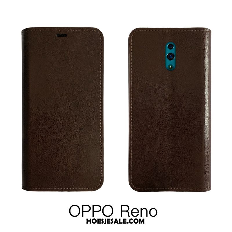 Oppo Reno 2 Hoesje Mobiele Telefoon Hoes Zwart Tempereren Leren Etui Online