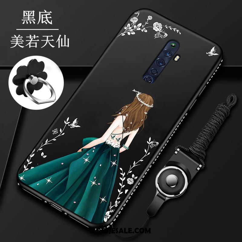 Oppo Reno 2 Z Hoesje Skärmskydd Dame Zwart Hanger Schrobben Goedkoop