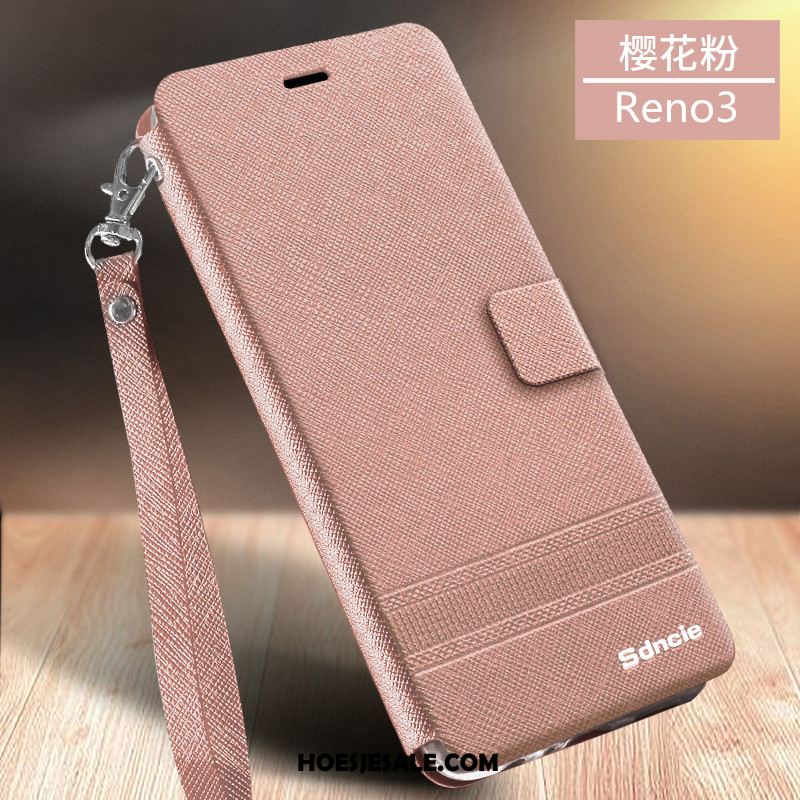 Oppo Reno 3 Hoesje Bescherming Zwart Leren Etui Anti-fall All Inclusive Sale