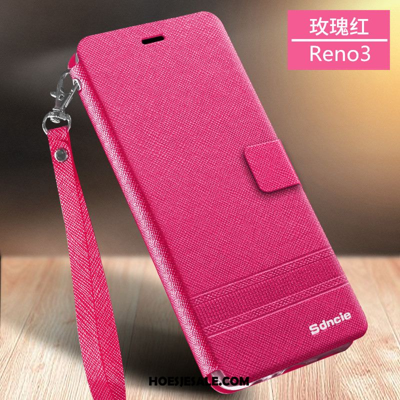 Oppo Reno 3 Hoesje Bescherming Zwart Leren Etui Anti-fall All Inclusive Sale