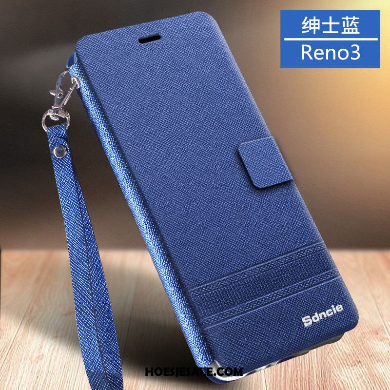 Oppo Reno 3 Hoesje Bescherming Zwart Leren Etui Anti-fall All Inclusive Sale