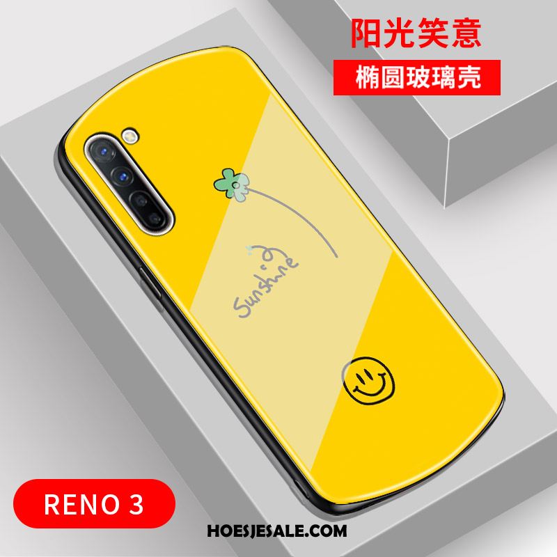 Oppo Reno 3 Hoesje Boog Glas Net Red Mobiele Telefoon Trend Sale