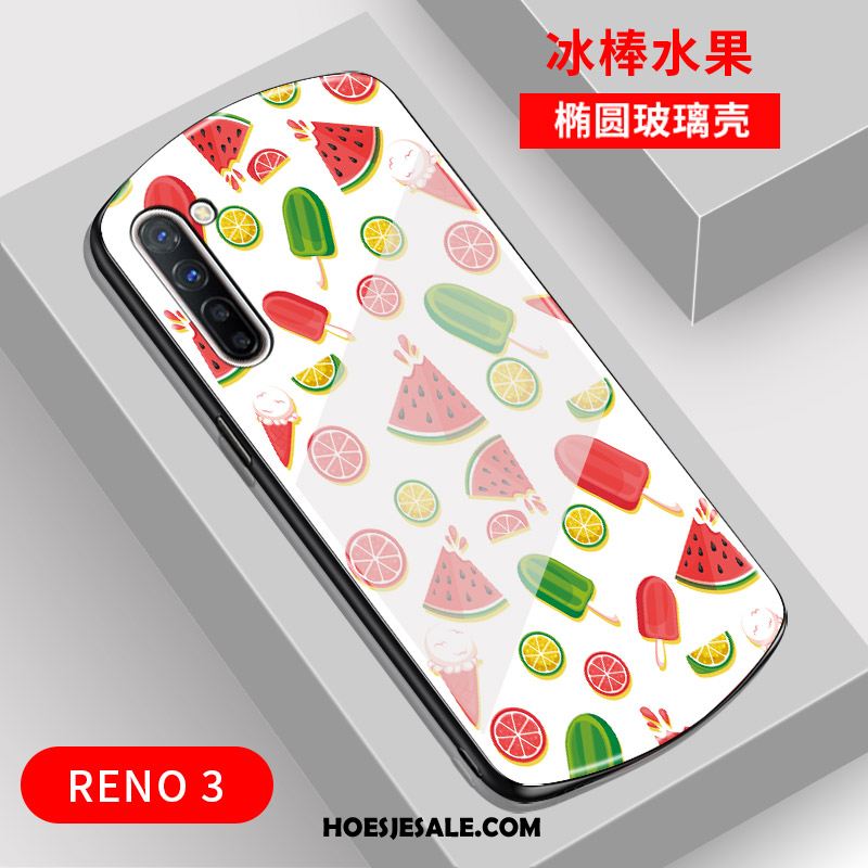 Oppo Reno 3 Hoesje Boog Glas Net Red Mobiele Telefoon Trend Sale