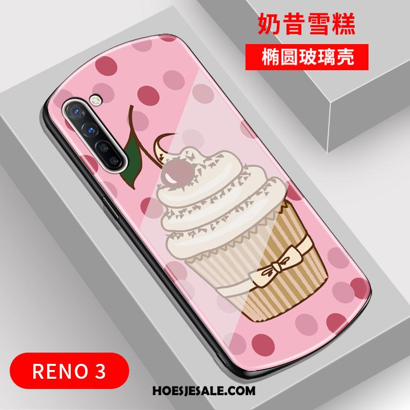 Oppo Reno 3 Hoesje Boog Glas Net Red Mobiele Telefoon Trend Sale