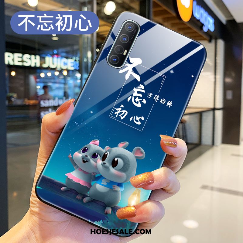 Oppo Reno 3 Pro Hoesje Anti-fall Mini Mooie Blauw Gehard Glas Online