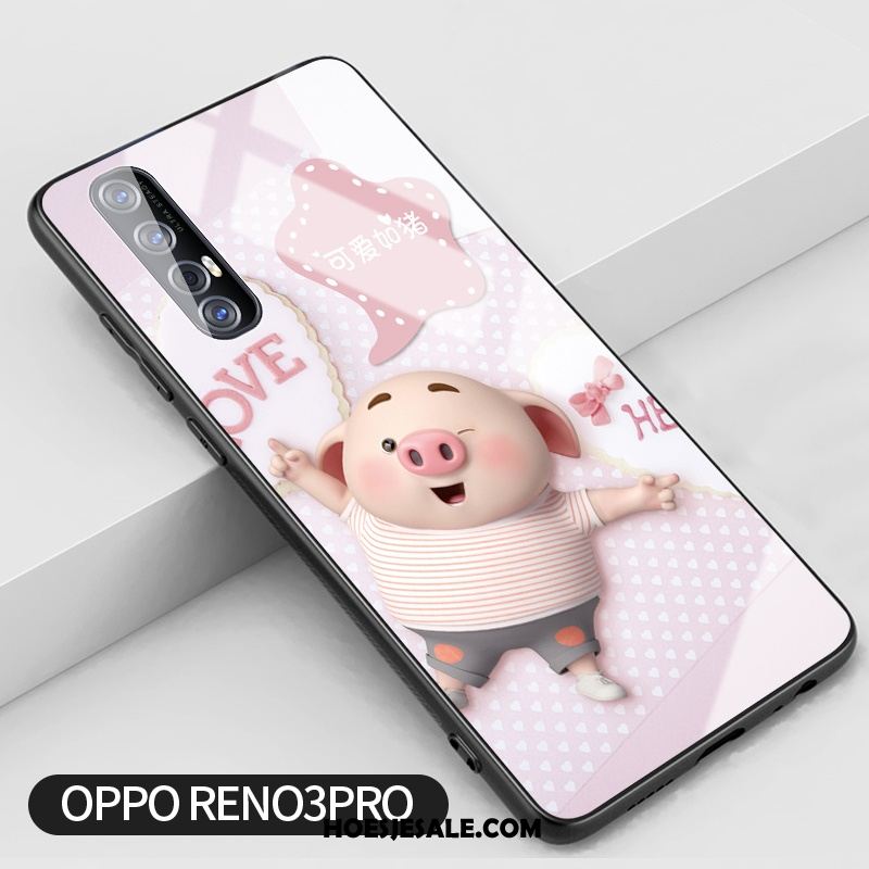 Oppo Reno 3 Pro Hoesje Bloemen Mobiele Telefoon Anti-fall Glas Roze Sale