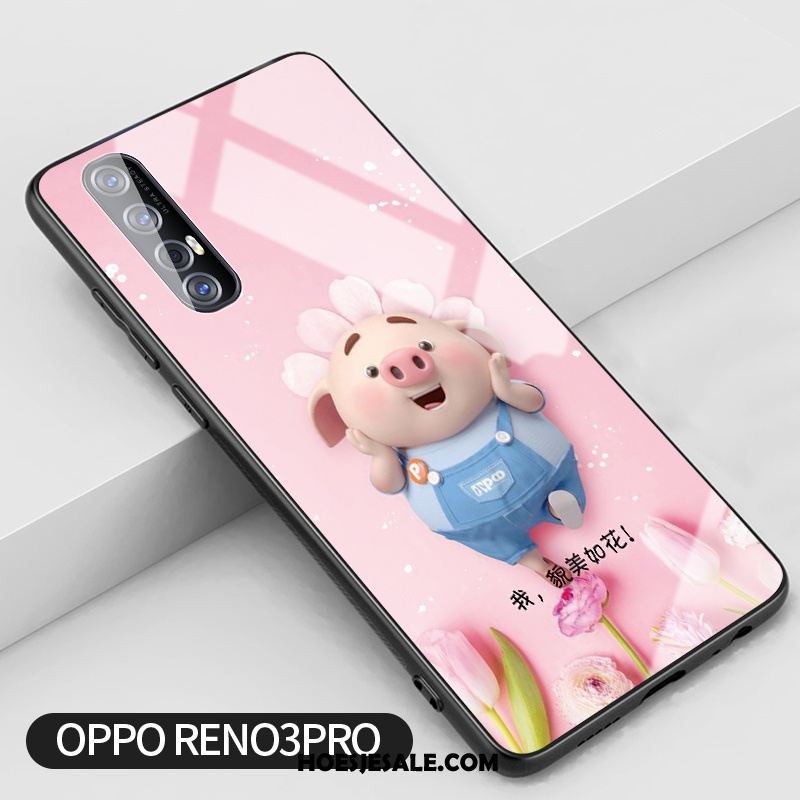 Oppo Reno 3 Pro Hoesje Bloemen Mobiele Telefoon Anti-fall Glas Roze Sale