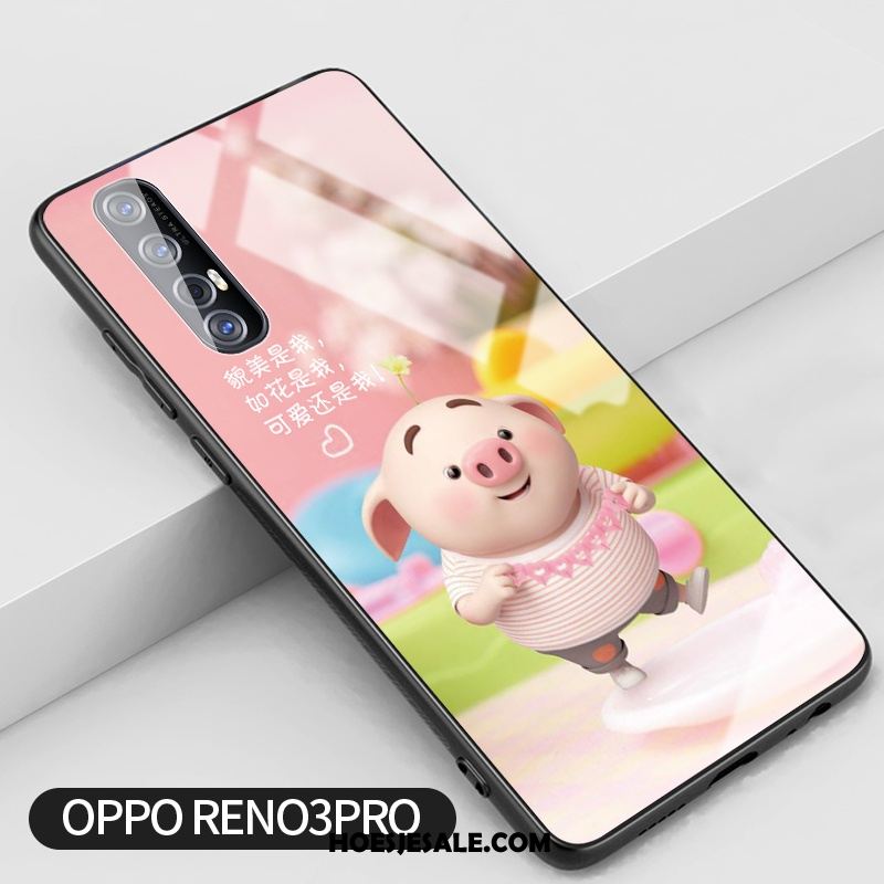 Oppo Reno 3 Pro Hoesje Bloemen Mobiele Telefoon Anti-fall Glas Roze Sale