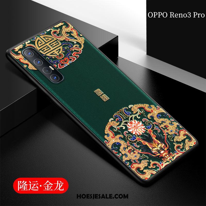 Oppo Reno 3 Pro Hoesje Chinese Stijl Reliëf Siliconen Mobiele Telefoon Leren Etui Kopen