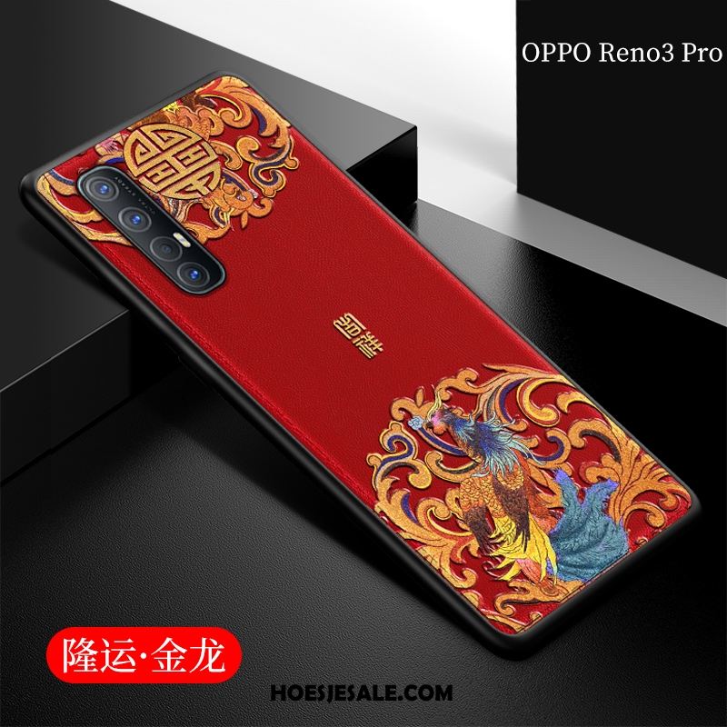 Oppo Reno 3 Pro Hoesje Chinese Stijl Reliëf Siliconen Mobiele Telefoon Leren Etui Kopen