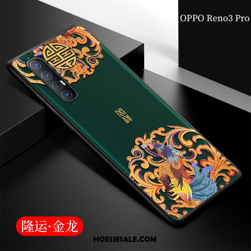 Oppo Reno 3 Pro Hoesje Chinese Stijl Reliëf Siliconen Mobiele Telefoon Leren Etui Kopen