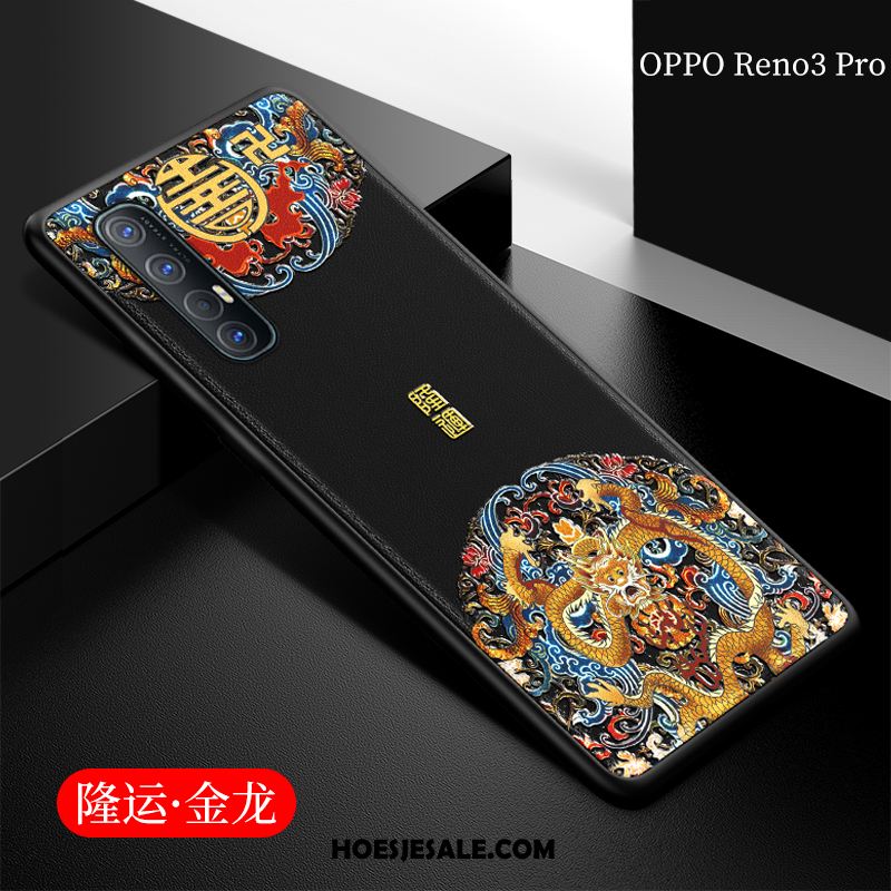 Oppo Reno 3 Pro Hoesje Chinese Stijl Reliëf Siliconen Mobiele Telefoon Leren Etui Kopen