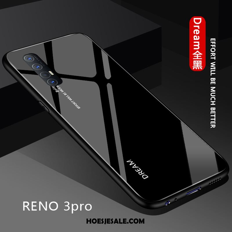 Oppo Reno 3 Pro Hoesje Glas Blauw Lovers Trendy Merk Siliconen Kopen