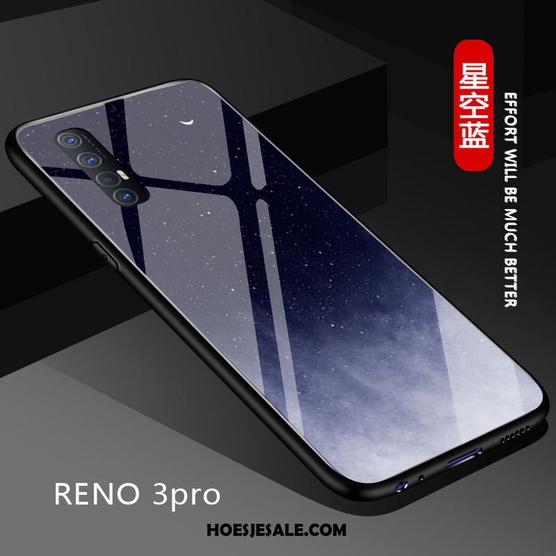 Oppo Reno 3 Pro Hoesje Glas Blauw Lovers Trendy Merk Siliconen Kopen