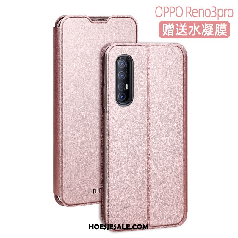 Oppo Reno 3 Pro Hoesje Leren Etui Blauw Nieuw Clamshell Anti-fall Kopen