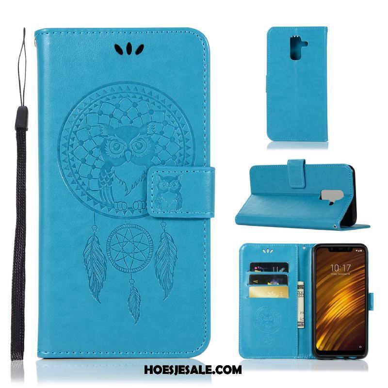 Pocophone F1 Hoesje Ondersteuning Kaart Anti-fall Leren Etui Blauw Aanbiedingen