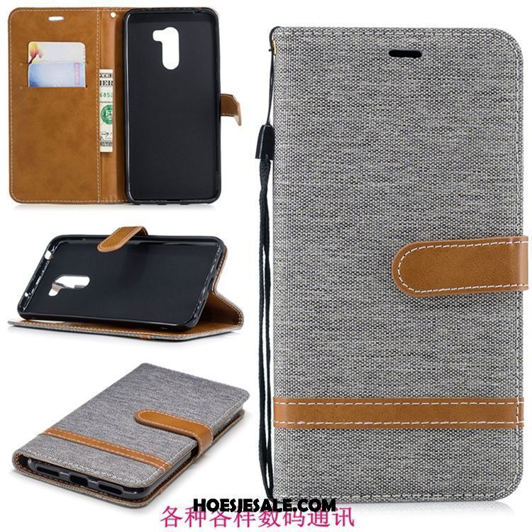 Pocophone F1 Hoesje Purper Trendy Merk Denim Bescherming Folio Aanbiedingen