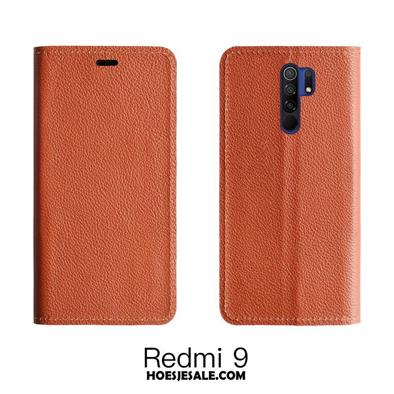 Redmi 9 Hoesje Folio Oranje Kaart Koe All Inclusive Winkel