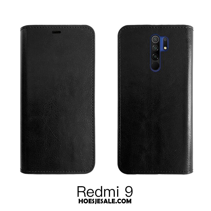 Redmi 9 Hoesje Mobiele Telefoon Bescherming Bedrijf Wijnrood Echt Leer Goedkoop