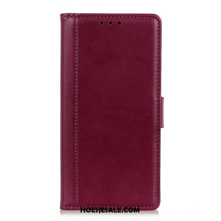 Samsung Galaxy A10 Hoesje Bescherming Mobiele Telefoon Portemonnee Rood Leren Etui