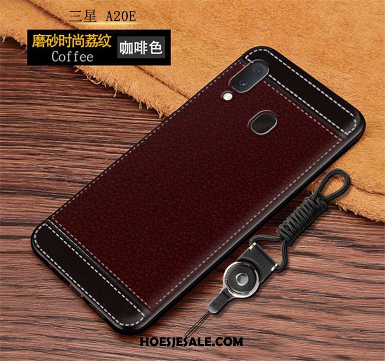 Samsung Galaxy A20e Hoesje Rood Mobiele Telefoon Leren Etui Vintage Soort Aziatische Vrucht Goedkoop