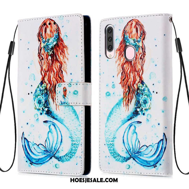 Samsung Galaxy A20s Hoesje Kaart Blauw Zacht Ster Leren Etui Winkel