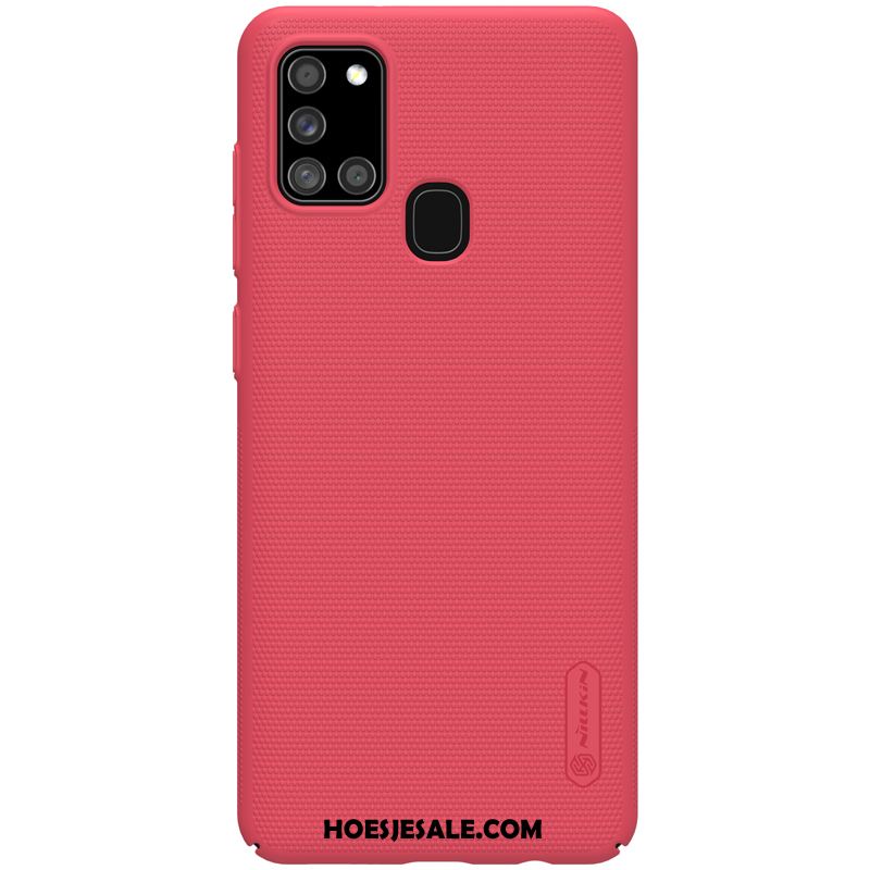 Samsung Galaxy A21s Hoesje Hard Dun Bescherming Schrobben Rood Sale