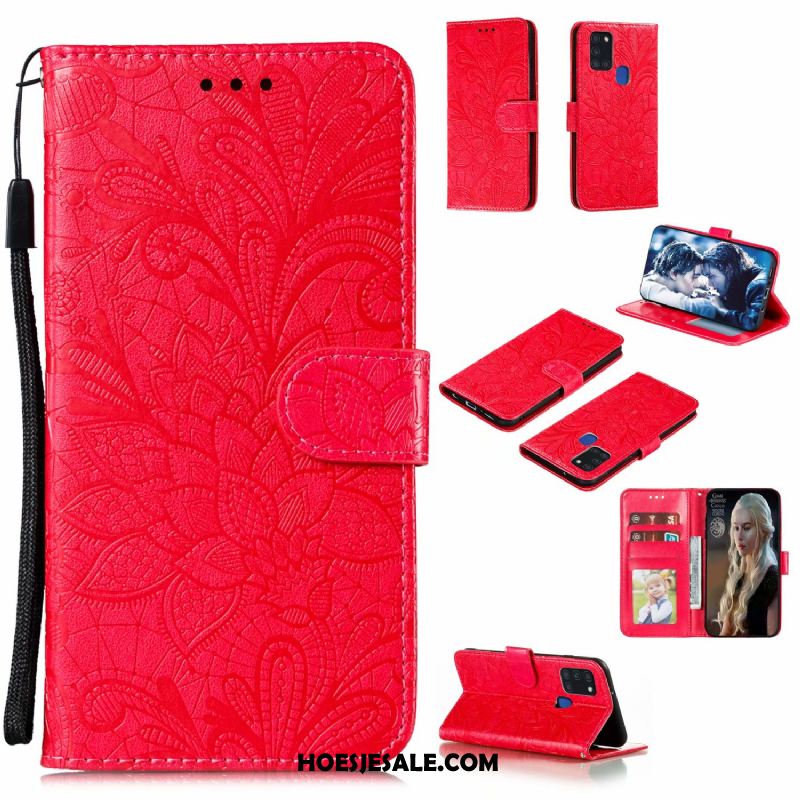 Samsung Galaxy A21s Hoesje Leren Etui Kant Bloemen Mobiele Telefoon All Inclusive Kopen