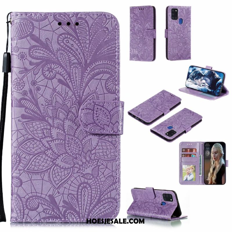 Samsung Galaxy A21s Hoesje Leren Etui Kant Bloemen Mobiele Telefoon All Inclusive Kopen