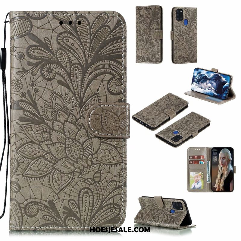 Samsung Galaxy A21s Hoesje Leren Etui Kant Bloemen Mobiele Telefoon All Inclusive Kopen