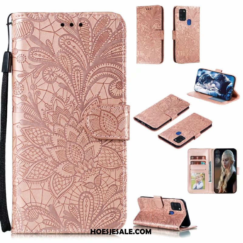 Samsung Galaxy A21s Hoesje Leren Etui Kant Bloemen Mobiele Telefoon All Inclusive Kopen