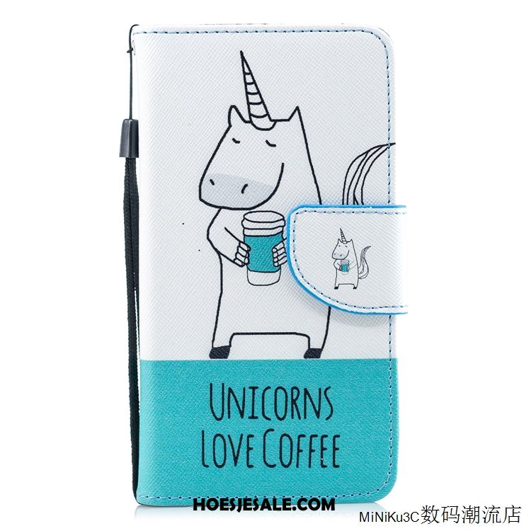 Samsung Galaxy A3 2017 Hoesje Bescherming Leren Etui Hoes Spotprent Blauw Sale