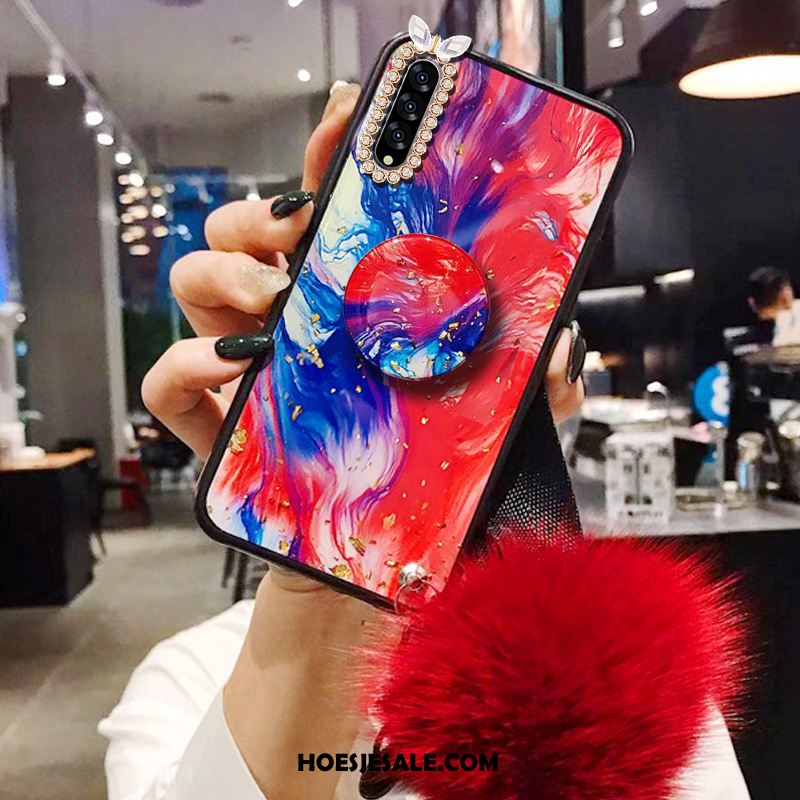 Samsung Galaxy A30s Hoesje Pompom Ster Anti-fall Net Red Met Strass Kopen