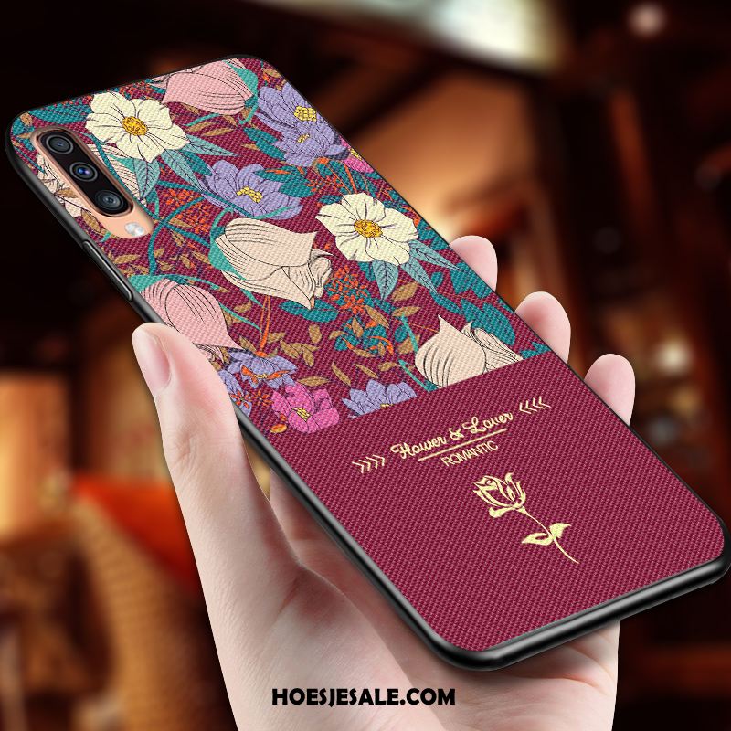 Samsung Galaxy A30s Hoesje Zacht Ondersteuning Hanger Bescherming Bloemen Sale
