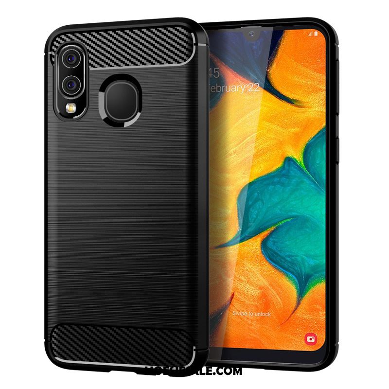 Samsung Galaxy A40 Hoesje Blauw Hoes Fiber Patroon Siliconen Sale