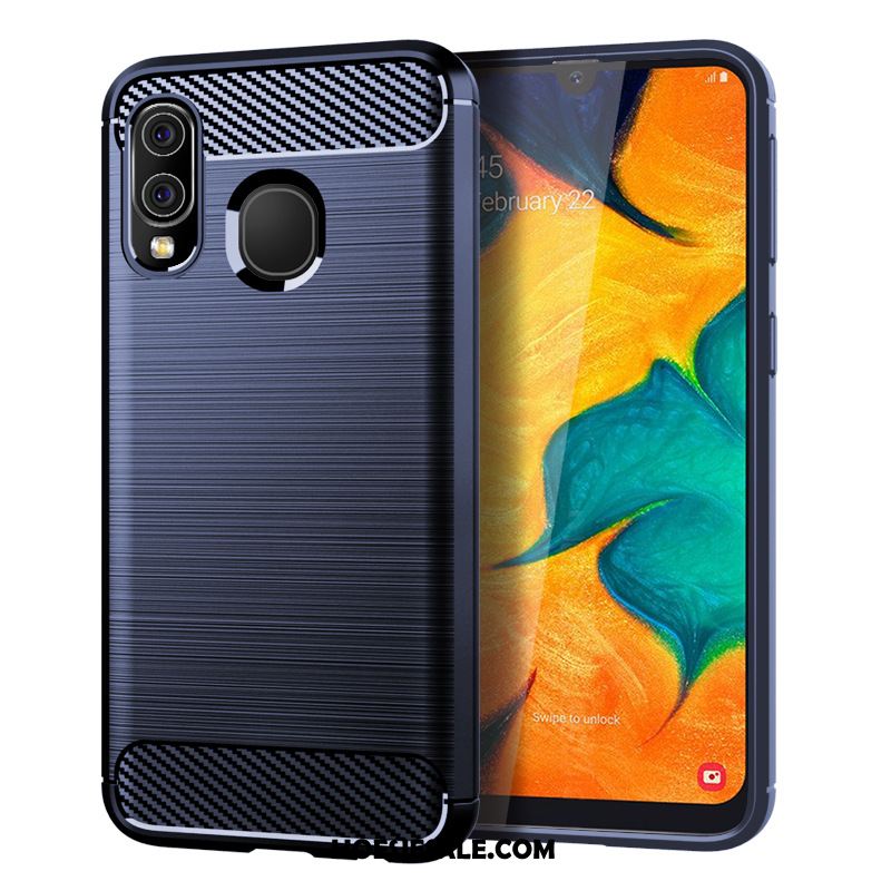 Samsung Galaxy A40 Hoesje Blauw Hoes Fiber Patroon Siliconen Sale