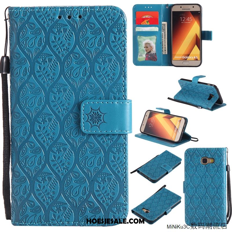 Samsung Galaxy A5 2017 Hoesje Leren Etui Blauw Bescherming Mobiele Telefoon Ster Korting