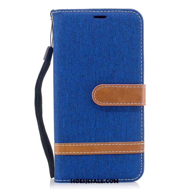 Samsung Galaxy A50 Hoesje Blauw Trend Bescherming Portemonnee Leren Etui Goedkoop